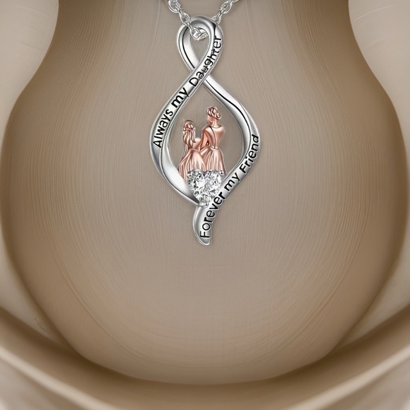 🆕 Forever Mother & Daughter Bond Silver Necklace - Picture 4 of 16